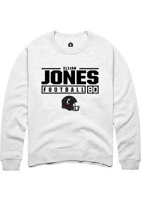 Elijah Jones Rally Cincinnati Bearcats Mens NIL Stacked Box Long Sleeve Crew Sweatshirt