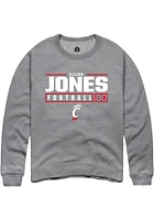 Elijah Jones  Rally Cincinnati Bearcats Mens Graphite NIL Stacked Box Long Sleeve Crew Sweatshir..