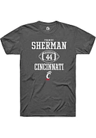 Francis Sherman  Cincinnati Bearcats Dark Grey Rally NIL Sport Icon Short Sleeve T Shirt