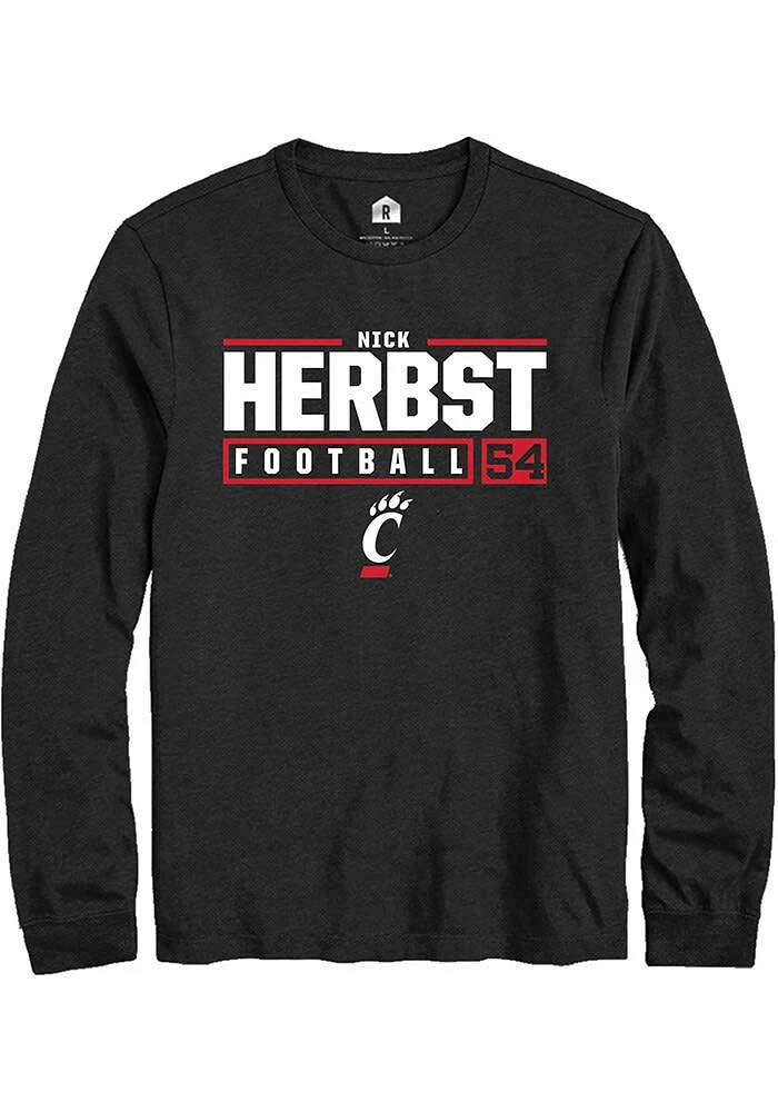 Nick Herbst Cincinnati Bearcats Rally NIL Stacked Box Long Sleeve T Shirt