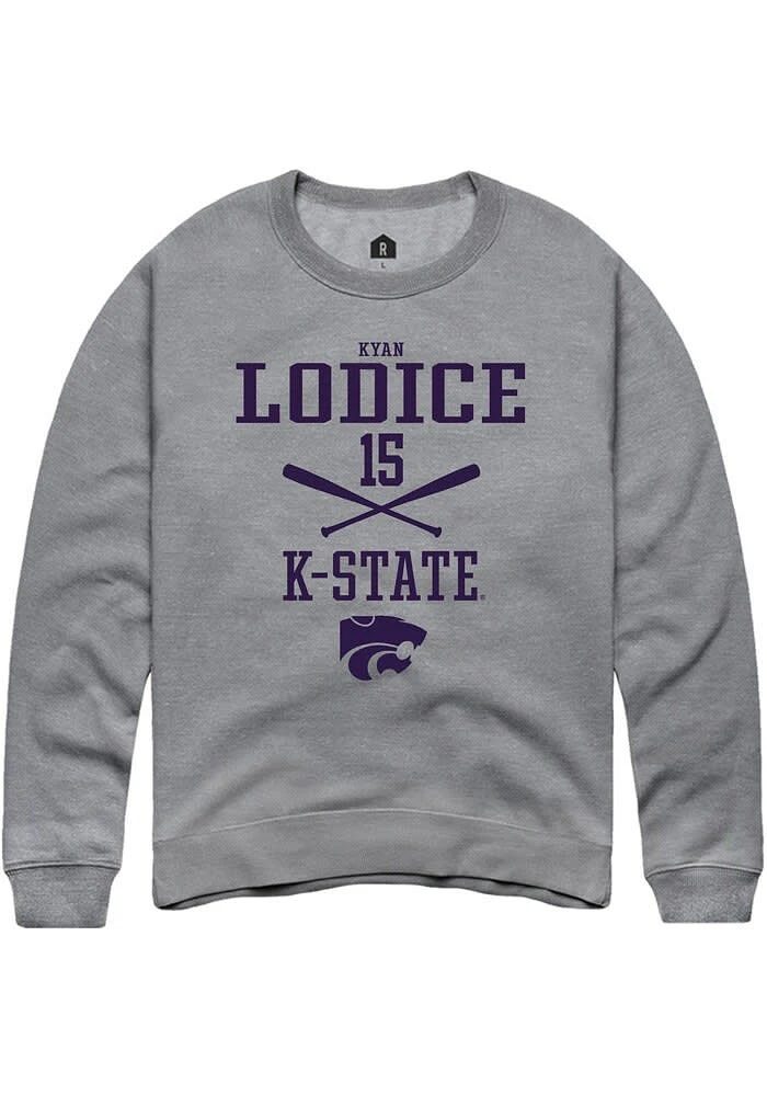 Kyan Lodice Rally K-State Wildcats Mens Graphite NIL Sport Icon Long Sleeve Crew Sweatshirt