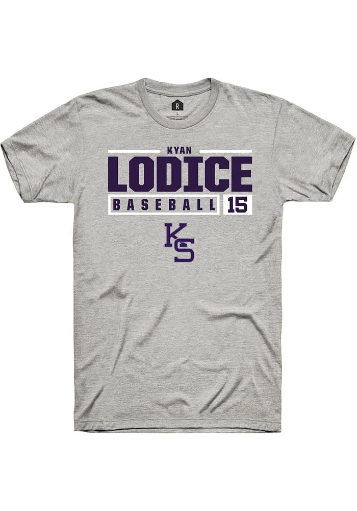 Kyan Lodice K-State Wildcats Ash Rally NIL Stacked Box Short Sleeve T Shirt
