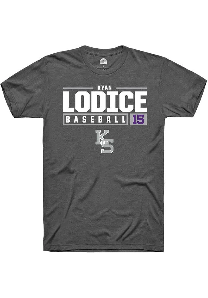 Kyan Lodice K-State Wildcats Dark Grey Rally NIL Stacked Box Short Sleeve T Shirt