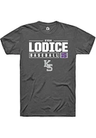 Kyan Lodice  K-State Wildcats Dark Grey Rally NIL Stacked Box Short Sleeve T Shirt