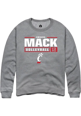 Amanda Mack  Rally Cincinnati Bearcats Mens Graphite NIL Stacked Box Long Sleeve Crew Sweatshirt