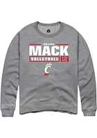 Amanda Mack  Rally Cincinnati Bearcats Mens Graphite NIL Stacked Box Long Sleeve Crew Sweatshirt