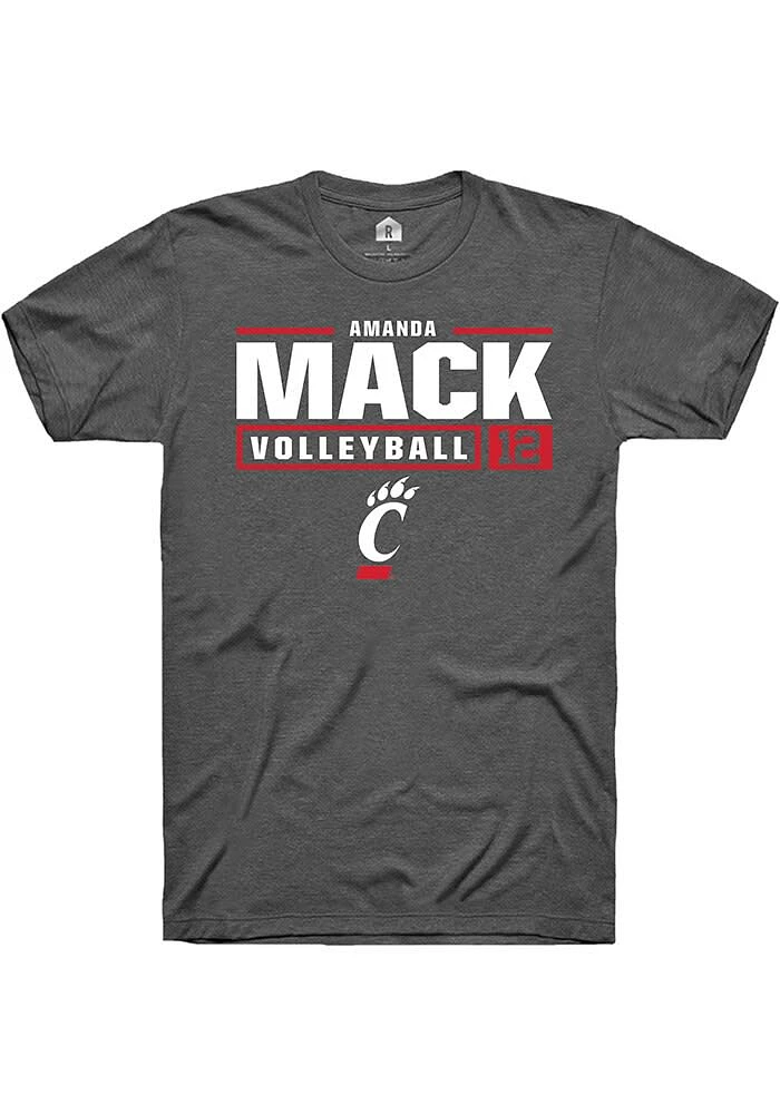 Amanda Mack  Cincinnati Bearcats Dark Grey Rally NIL Stacked Box Short Sleeve T Shirt