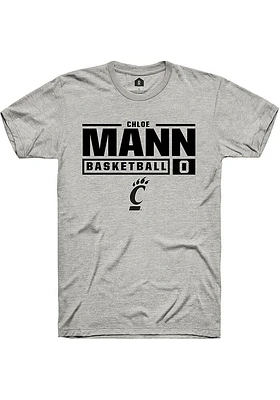 Chloe Mann  Cincinnati Bearcats Ash Rally NIL Stacked Box Short Sleeve T Shirt