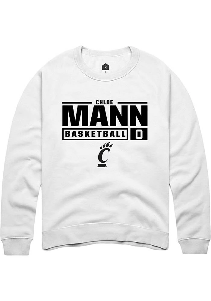 Chloe Mann Rally Cincinnati Bearcats Mens NIL Stacked Box Long Sleeve Crew Sweatshirt