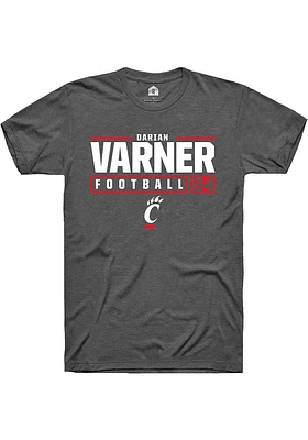 Darian Varner  Cincinnati Bearcats Dark Grey Rally NIL Stacked Box Short Sleeve T Shirt