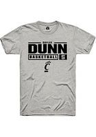 Daylee Dunn  Cincinnati Bearcats Ash Rally NIL Stacked Box Short Sleeve T Shirt