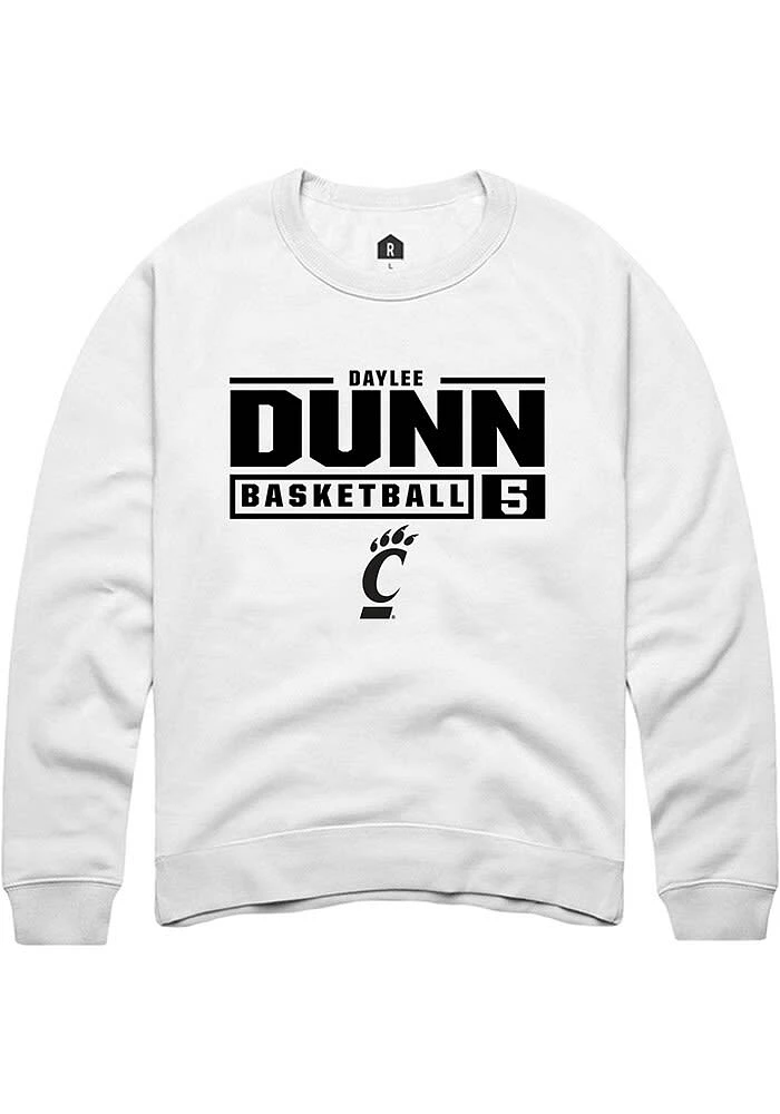 Daylee Dunn Rally Cincinnati Bearcats Mens NIL Stacked Box Long Sleeve Crew Sweatshirt