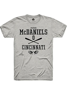 Parker McDaniels  Cincinnati Bearcats Ash Rally NIL Sport Icon Short Sleeve T Shirt