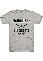 Parker McDaniels  Cincinnati Bearcats Ash Rally NIL Sport Icon Short Sleeve T Shirt