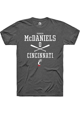 Parker McDaniels  Cincinnati Bearcats Dark Grey Rally NIL Sport Icon Short Sleeve T Shirt