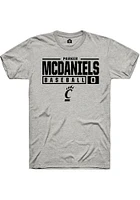 Parker McDaniels  Cincinnati Bearcats Ash Rally NIL Stacked Box Short Sleeve T Shirt