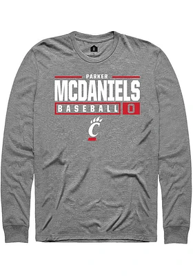 Parker McDaniels  Cincinnati Bearcats Graphite Rally NIL Stacked Box Long Sleeve T Shirt