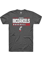 Parker McDaniels  Cincinnati Bearcats Dark Grey Rally NIL Stacked Box Short Sleeve T Shirt