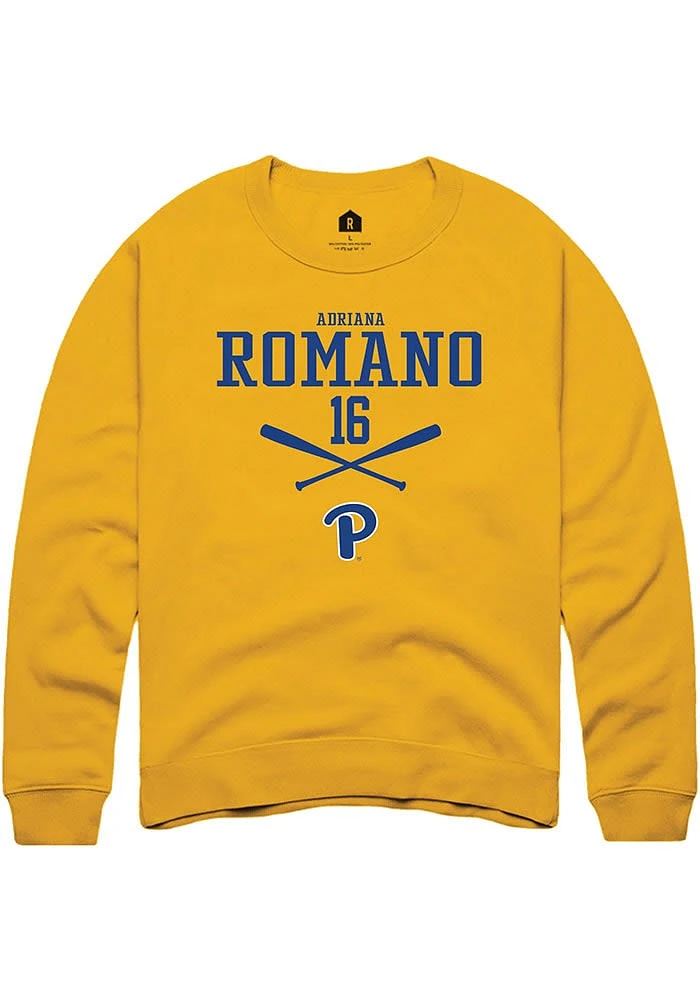 Adriana Romano Rally Pitt Panthers Mens Gold NIL Sport Icon Long Sleeve Crew Sweatshirt