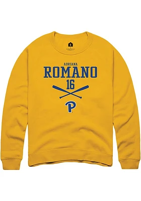 Adriana Romano  Rally Pitt Panthers Mens Gold NIL Sport Icon Long Sleeve Crew Sweatshirt