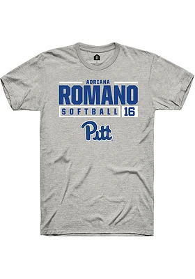 Adriana Romano  Pitt Panthers Ash Rally NIL Stacked Box Short Sleeve T Shirt