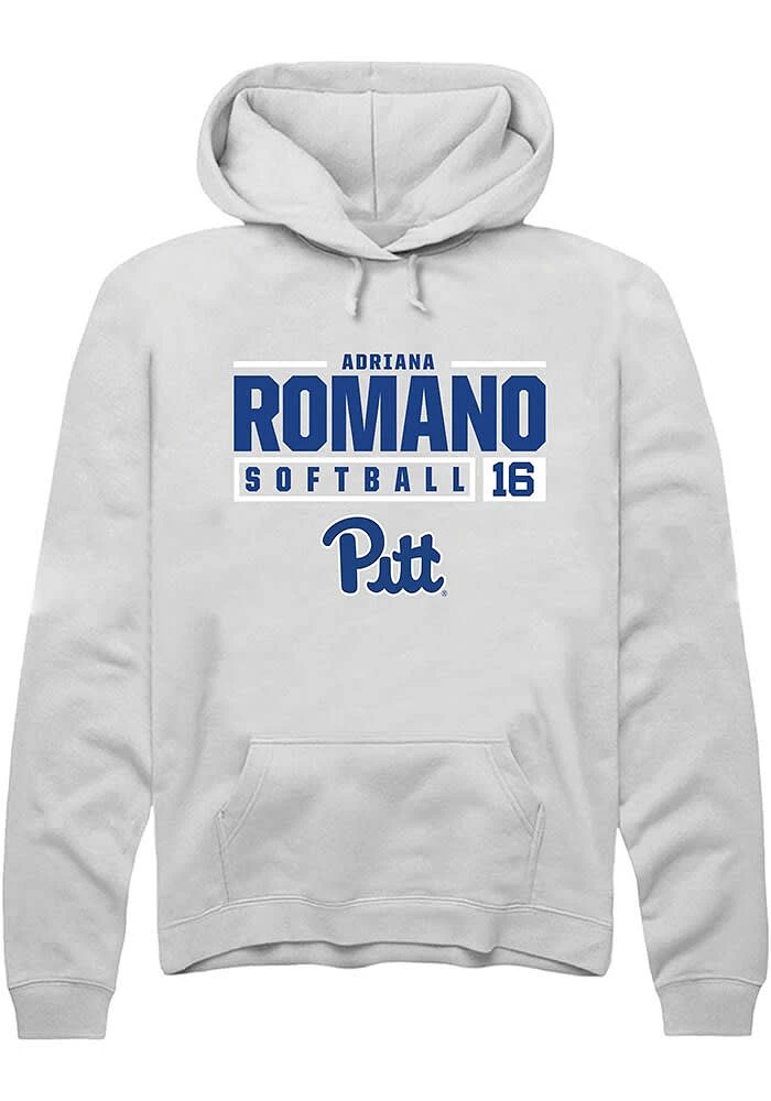 Adriana Romano Rally Pitt Panthers Mens NIL Stacked Box Long Sleeve Hoodie