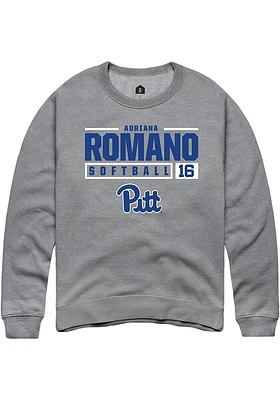 Adriana Romano  Rally Pitt Panthers Mens Graphite NIL Stacked Box Long Sleeve Crew Sweatshirt