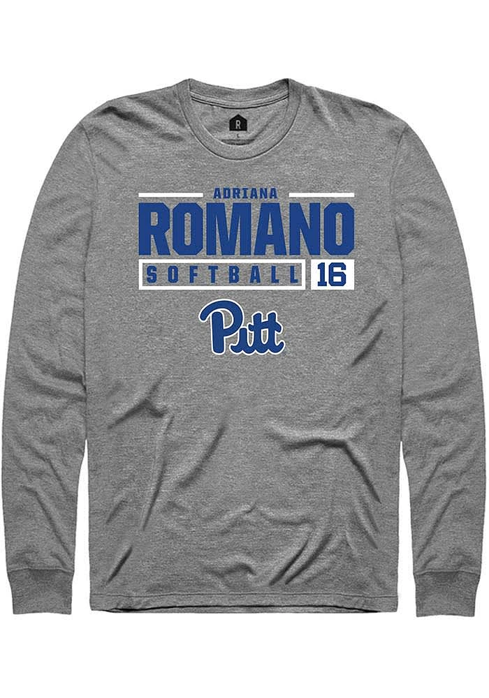 Adriana Romano Pitt Panthers Graphite Rally NIL Stacked Box Long Sleeve T Shirt