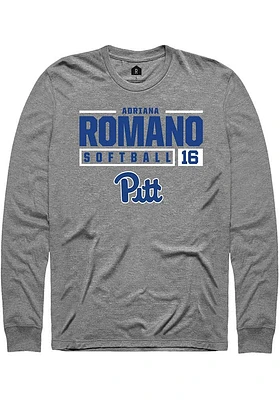 Adriana Romano  Pitt Panthers Graphite Rally NIL Stacked Box Long Sleeve T Shirt