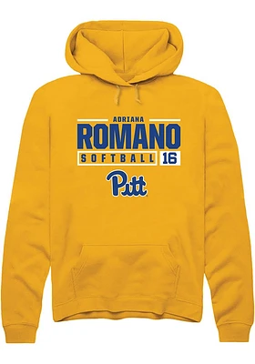 Adriana Romano  Rally Pitt Panthers Mens Gold NIL Stacked Box Long Sleeve Hoodie