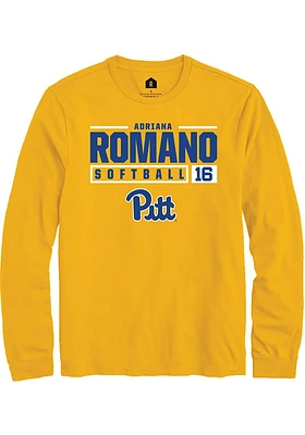Adriana Romano  Pitt Panthers Gold Rally NIL Stacked Box Long Sleeve T Shirt
