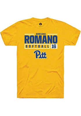 Adriana Romano  Pitt Panthers Gold Rally NIL Stacked Box Short Sleeve T Shirt
