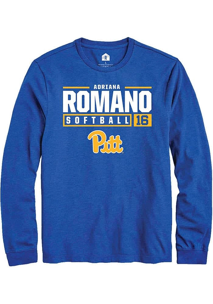 Adriana Romano Pitt Panthers Blue Rally NIL Stacked Box Long Sleeve T Shirt