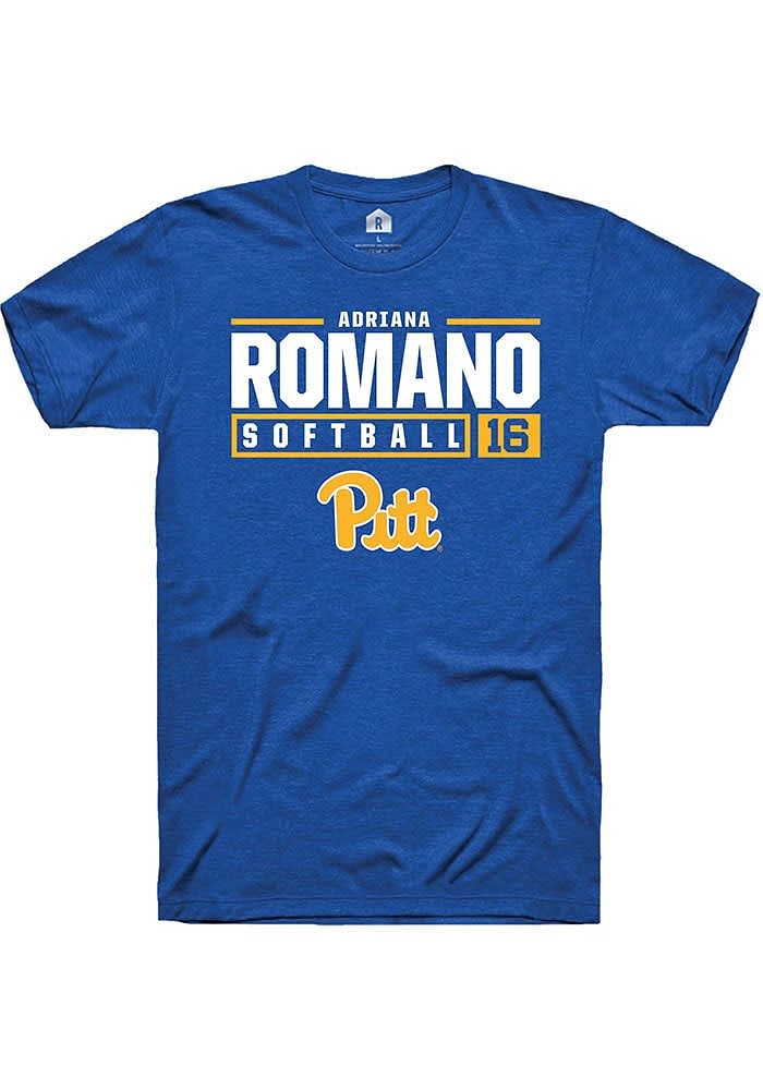 Adriana Romano Pitt Panthers Blue Rally NIL Stacked Box Short Sleeve T Shirt