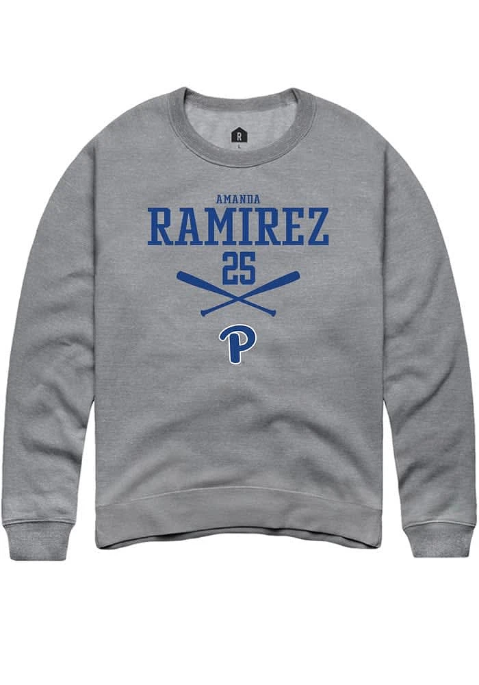 Amanda Ramirez Rally Pitt Panthers Mens Graphite NIL Sport Icon Long Sleeve Crew Sweatshirt