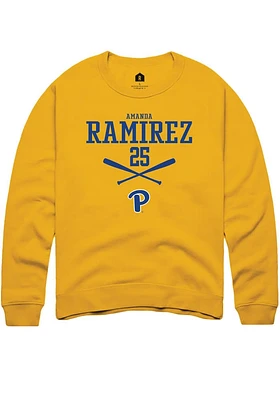 Amanda Ramirez  Rally Pitt Panthers Mens Gold NIL Sport Icon Long Sleeve Crew Sweatshirt