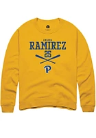 Amanda Ramirez  Rally Pitt Panthers Mens Gold NIL Sport Icon Long Sleeve Crew Sweatshirt
