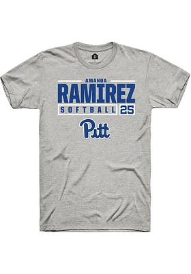 Amanda Ramirez  Pitt Panthers Ash Rally NIL Stacked Box Short Sleeve T Shirt