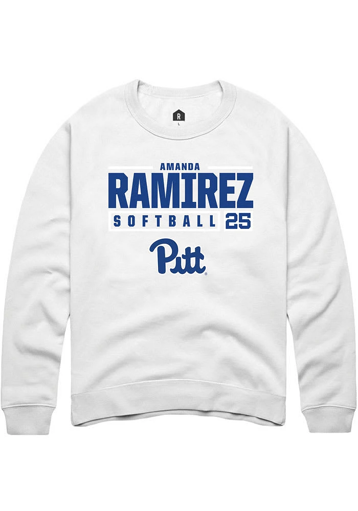 Amanda Ramirez Rally Pitt Panthers Mens NIL Stacked Box Long Sleeve Crew Sweatshirt