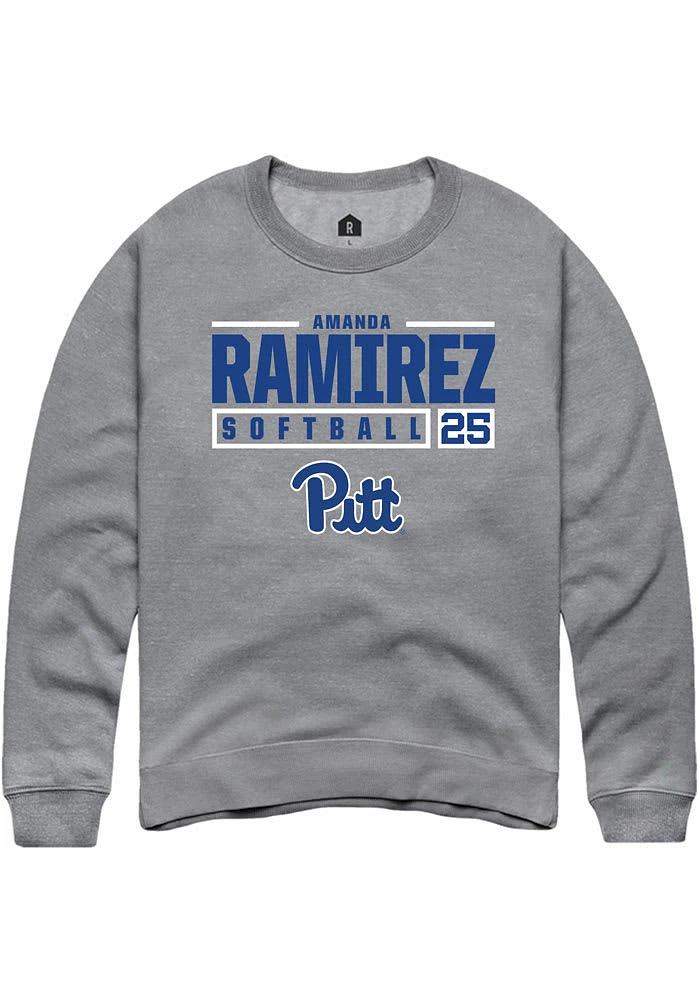 Amanda Ramirez  Rally Pitt Panthers Mens Graphite NIL Stacked Box Long Sleeve Crew Sweatshirt