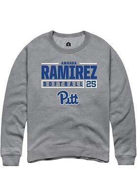 Amanda Ramirez  Rally Pitt Panthers Mens Graphite NIL Stacked Box Long Sleeve Crew Sweatshirt