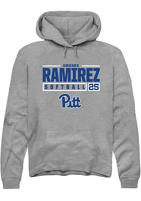 Amanda Ramirez  Rally Pitt Panthers Mens Graphite NIL Stacked Box Long Sleeve Hoodie