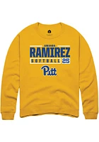 Amanda Ramirez  Rally Pitt Panthers Mens Gold NIL Stacked Box Long Sleeve Crew Sweatshirt