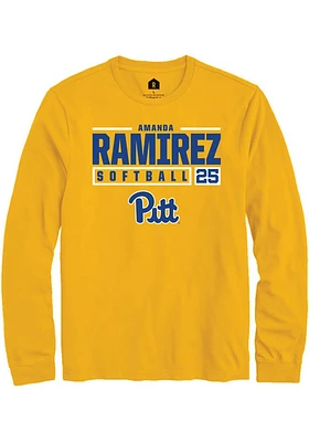 Amanda Ramirez  Pitt Panthers Gold Rally NIL Stacked Box Long Sleeve T Shirt