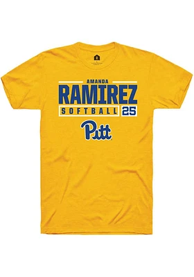Amanda Ramirez  Pitt Panthers Gold Rally NIL Stacked Box Short Sleeve T Shirt