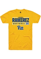 Amanda Ramirez  Pitt Panthers Gold Rally NIL Stacked Box Short Sleeve T Shirt