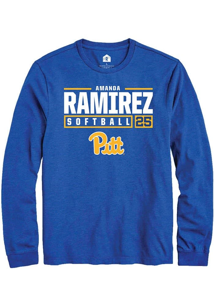 Amanda Ramirez Pitt Panthers Blue Rally NIL Stacked Box Long Sleeve T Shirt