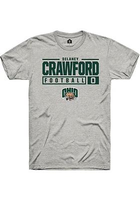 Delaney Crawford  Ohio Bobcats Ash Rally NIL Stacked Box Short Sleeve T Shirt