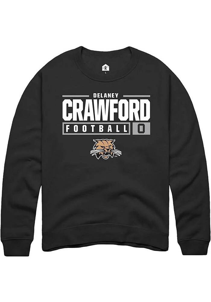 Delaney Crawford Rally Ohio Bobcats Mens NIL Stacked Box Long Sleeve Crew Sweatshirt