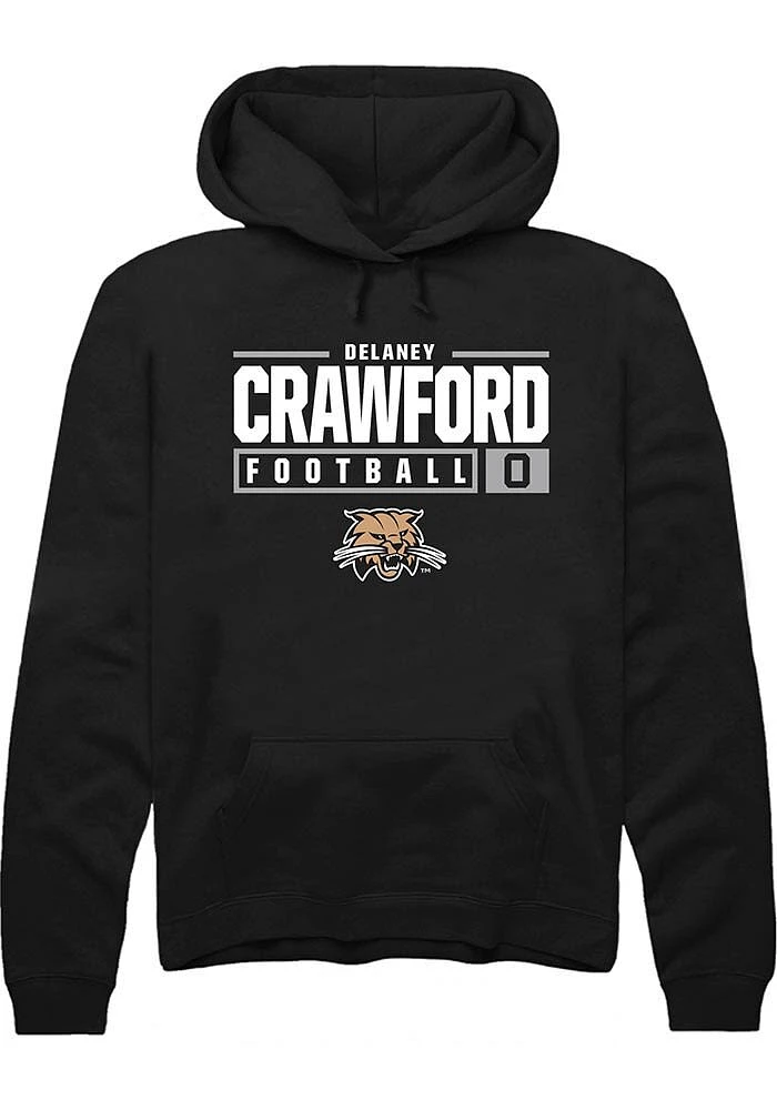 Delaney Crawford Rally Ohio Bobcats Mens NIL Stacked Box Long Sleeve Hoodie